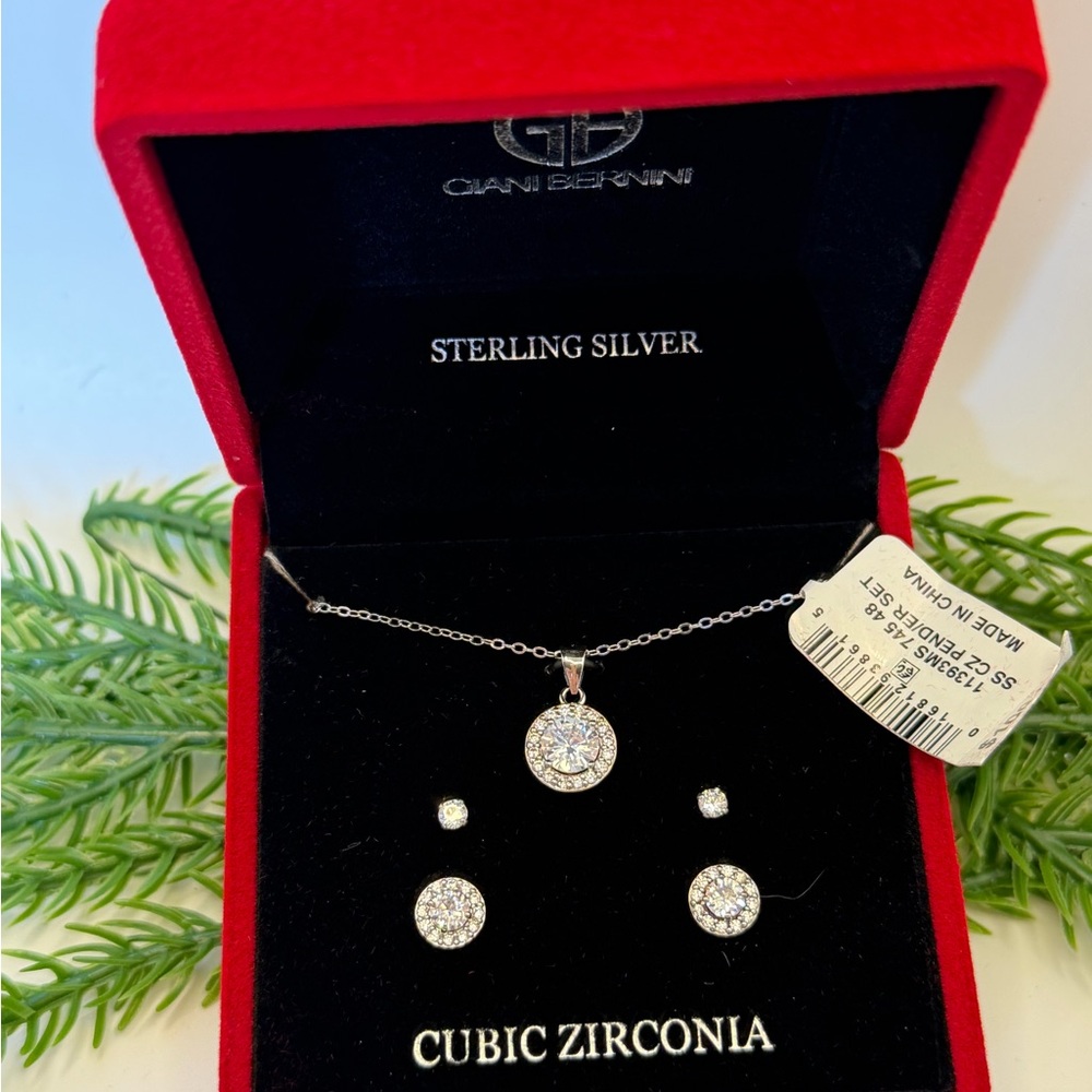 Giani Bernini Sterling Silver Cubic Zirconia Necklace Set - Picture 5 of 7